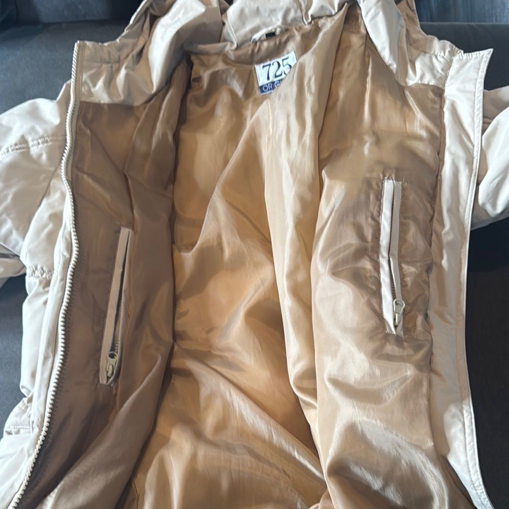 Vintage Beige Hooded Puffer Coat 725 Originals Mid Length Size EU44 (L/XL) *READ - Picture 11 of 15